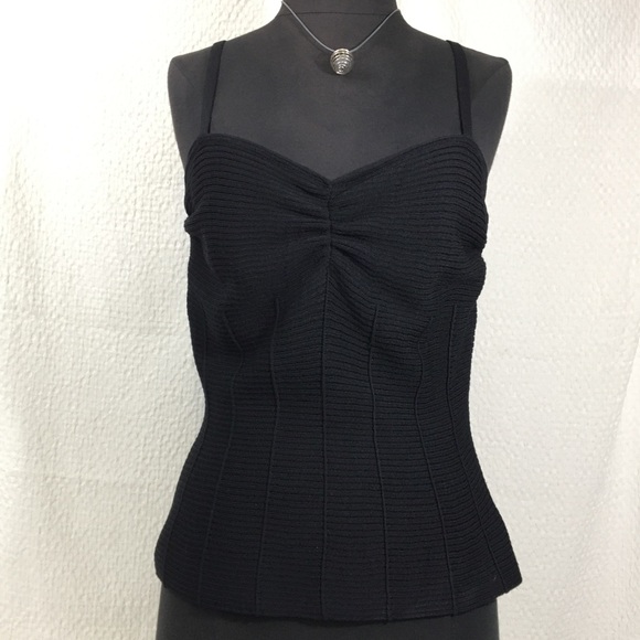 🌵ST. JOHN Black Knit Contour Tank Side Zip - Picture 3 of 8